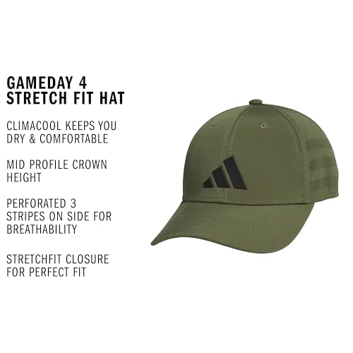 adidas Herren Gameday Stretch Fit, Fitted Baseball Caps for Men, Flexible Athletic Sports Cap Baseballkappe, Olive Strata Green/Black/4.0… – Ansicht 2