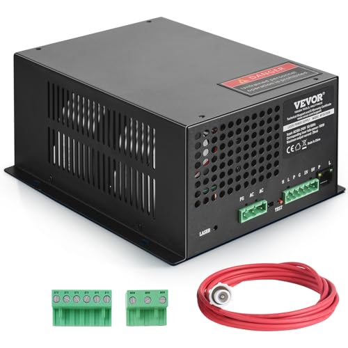 VEVOR Fuente de Alimentación Láser de CO2 para Tubo Láser de 100 W, Protección de Corriente Constante y Circuito Abierto, Disipación Rápida del Calor, Compatible con Grabadores y Cortadores Láser