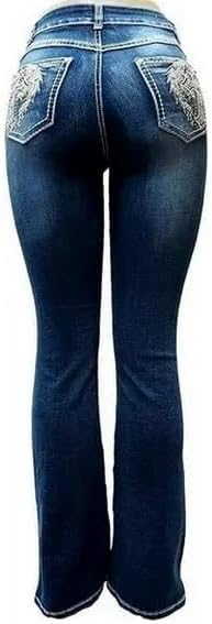 Jack David/Sweet Look Jean Classic Rhinestone Studded Denim Bootcut/Skinny Jeans Stretch - Image 4