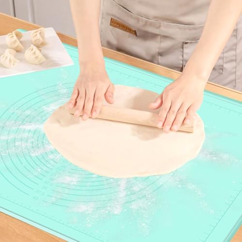 Spianatoia Silicone Grande,80×60 cm Tappetino per Impastare Antiaderente,Tappetino Silicone per Impastare con Misure,Tavola per Impastare Antiscivolo per Pasta Pizza,Piano per ImpastareSenza BPA