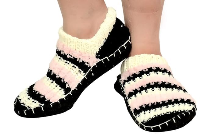 FashionIO� -Women/Ladies/Girl Multi Color Striped Warm Winter Slipper Socks, Knitted Bootie, Room Socks, Anti slip Socks - 1 Pair/SIZE-5 SHOE/ASSORTED COLOR-image-32