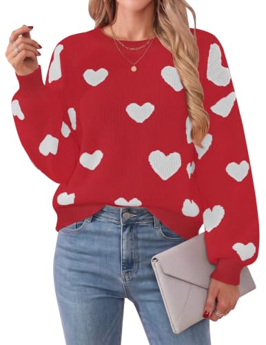 Image of Libsorge Womens Valentine Heart Sweater 2026 Valentines Day Trendy Cute Oversized Long Sleeve Pullover Sweaters