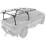 Elevate Outdoor Truck Bed Ladder Rack, Adjustable 61.5' to 75' Width, 1500 lb Capacity - Steel Universal Over-Cab Cargo System with Clamp Mount Rails, Tie Downs, and Rear Crossbar