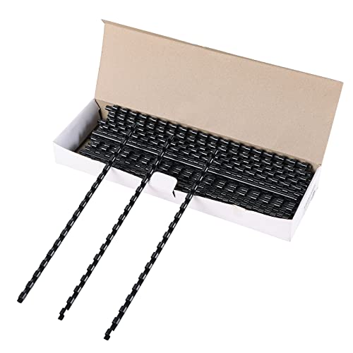 MYFULLY 100 Pack 19 Ring Plastic Comb Binding Spines | 1/4 Inch Diameter, 20 Sheet Capacity, Letter Size, Black Binding Comb (1/4\" (20 Sheet Capacity))