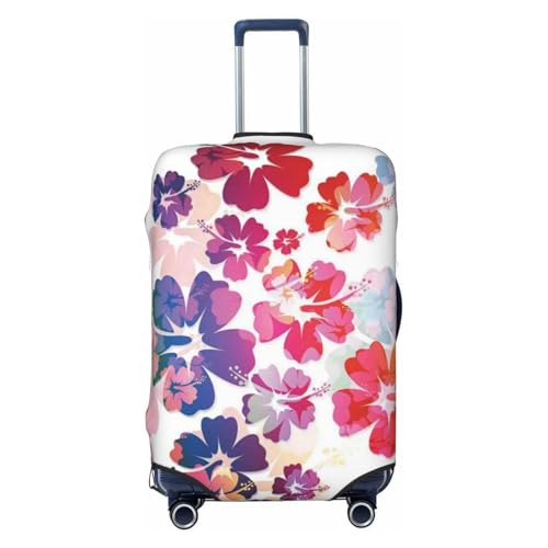 Hawaiian Flower Print Print Suitcase Cover Luggage Protector Washable Elastic Fashionable Travel Gear Cover