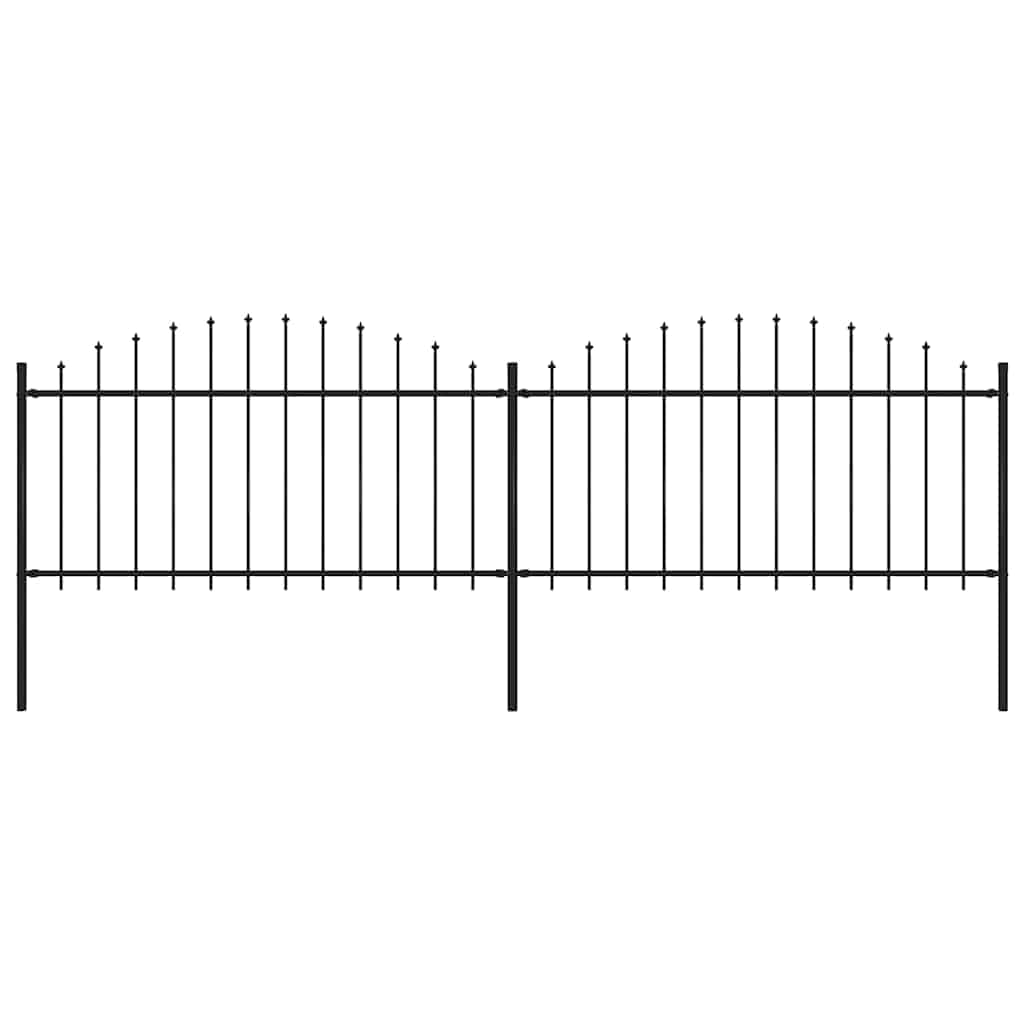 vidaXL Gartentor und Zaun mit Speerspitzen – Stahl, Schwarz, 1,25–1,5 m hoch × 3,4 m lang