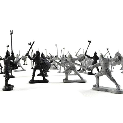 GuoYQ 60pcs Menge Mittelalterlich Ritter Spielzeug Spielset Soldaten Figuren Soldaten Modell Ritter Pferde Krieger Mini… – Bild 7