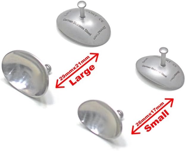 Stainless Steel Corneal Eye Shield Protectors, Small 26mm X 17mm and Large 29mm X 21mm, Set of 2 Pairs