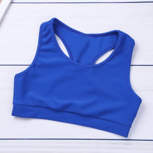 iiniim Kids Girls Two Piece Dance Sports Bra Crop Top with Shorts Gymmnastics Leotard Active Swimming Outfit Set Blue&Black 8 - Thumbnail 5