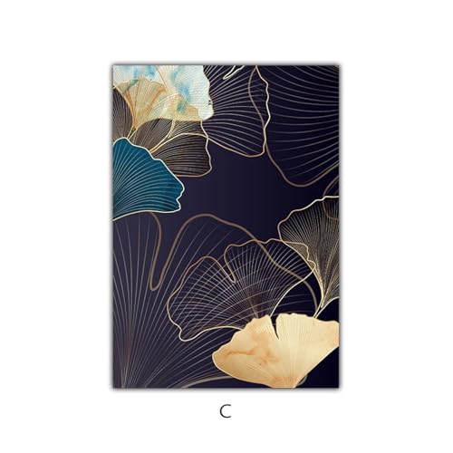 Affiches abstraites de feuille de Ginkgo triptyque 80x110cm - 5
