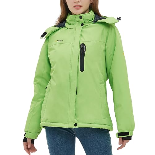 Image of Women's Waterproof Winter Jacket Skiing Warm Fleece Snow Coat Hooded Windproof Raincoat S-3XL
