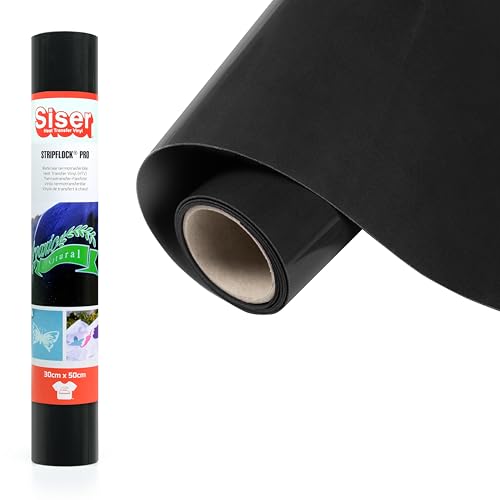 Siser® Stripflock Pro Black - Vinilo termotransferible termoadhesivo flocado para la personalización de tejidos, ropa y accesorios, manualidades creativas, fácil de cortar