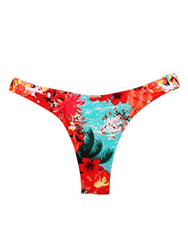 Relleciga Women's Blue Floral Cheeky Brazilian Cut Bikini Bottom Size X-Large #TOP3