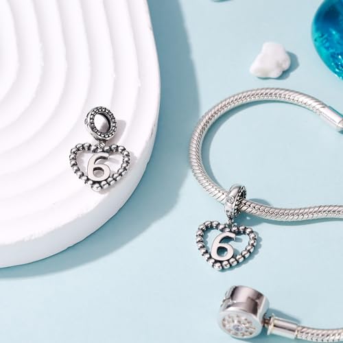 Image of 925 Sterling Silver Number Charm fits Pandora, Gift for Women