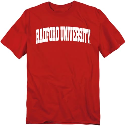 LOGOVISION Radford University School Name Arch Unisex Adult T Shirt, Red, 5X-Large