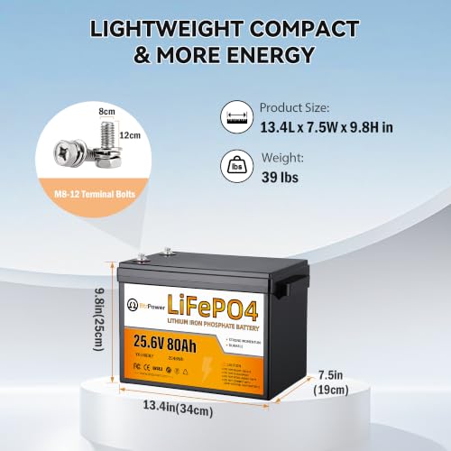 Image of 24V 80Ah Lithium LiFePO4 Battery,Deep Cycle Marine Trolling Motor Battery