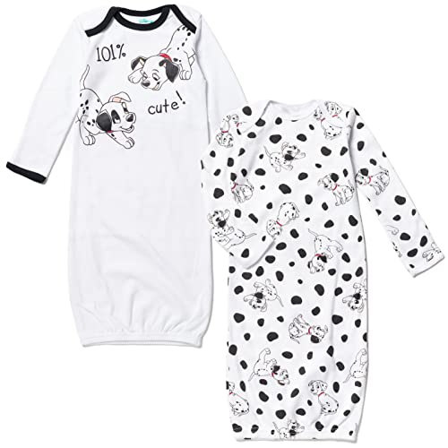 Image of Disney 101 Dalmatians Lion King Lucky Patch Simba Baby Girls 2 Pack Sleeper Gowns Newborn