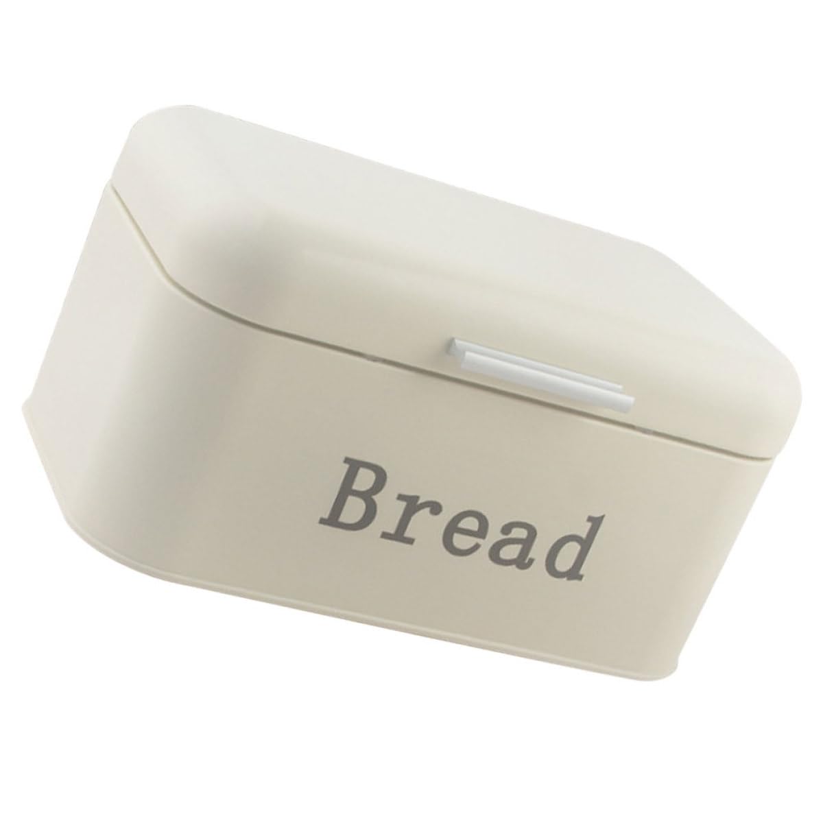Caja de Pan de Metal con Tapa Abatible, Color Blanco Crema, para Encimera de Cocina, Contenedor Doméstico Resistente y Estable, Recipiente Multiusos para Almacenamiento