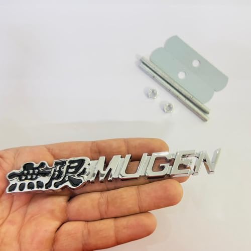 Image of Emblems for Car & Bike Metal Lo.go and Grill Me.tal Lo.go, Auto Accessories for Car Emblem 3D Badge Auto Racing Sport Sticker Grand Tourer Decal. (Black Chrome Mugen Grill Metal Logo.)