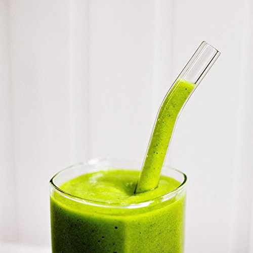 Hummingbird Glass Straws Clear Bent 9" X 9.5 Mm Made With Pride In The Usa - Perfect Reusable Straw For Smoothies, Tea, Juice, Water, Essential Oils - 4 Pack With Cleaning Brush #TOP5