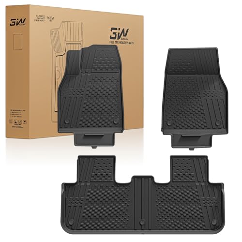 3W Alfombrillas de Coche para Tesla Model Y 2025-2026 Juniper, TPE Alfombrillas para Todo Tipo de Clima para Tesla la 1ª y 2ª Fila Juego Completo, Admite Perros, Accesorios, Negro 2.Model Y
