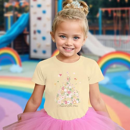 Image of Magical Shirt for Girl Floral Graphic Tshirt Kids Cute Flower Holiday Summer Trip Tee Tops