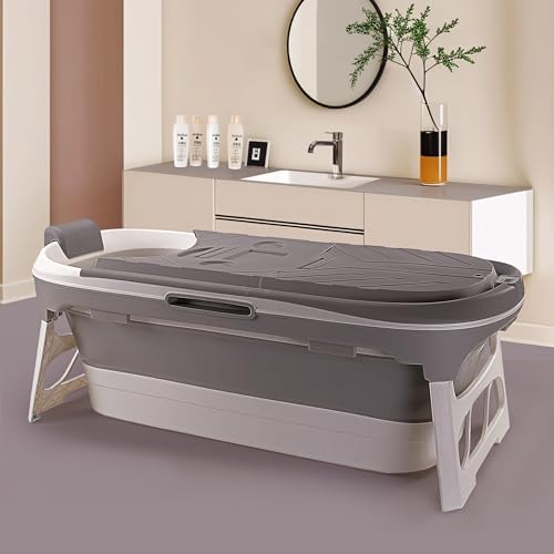 Image of LuvLap Super Large Mother & Baby Bath Tub, Folding Type Bath Tub for Adults and Kids 140 X 60 X 57.5 Cm with Temperature Meter (Grey)