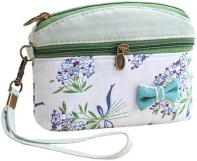 Cute Zipper Floral Coin Purses Small Flower Embroidered Change Pouch Women Girl Gift Bag Mini Flower Coin Wallet Vintage Trinkets Pouch(Green) image 4