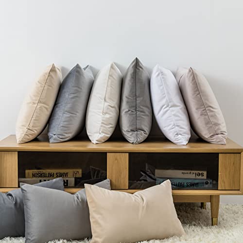 Image of JUSPURBET 20x20 Decorative Velvet Throw Pillow Covers Cases Set of 2,Khaki | Modern Soft Cushion Covers with Hidden Zipper for Couch Sofa Bed Living Room Bedroom Home Decor