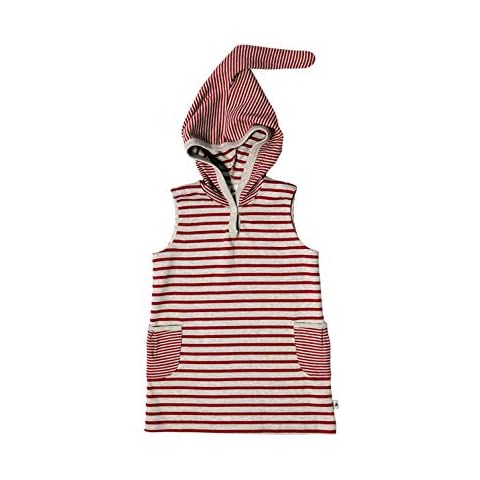 Leela Cotton Baby Kinder Tunika mit Spitz Kapuze Bio-Baumwolle Kapuzenkleid Mädchen (116, Ziegelrot/Beige Melange) Cover