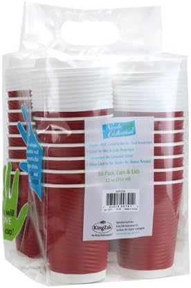 Nicole Home Collection Disposable Double Wall Ripple Lid-12 oz. | Maroon | Pack of 30 Coffee Cup, 30 Count (Pack of 1)