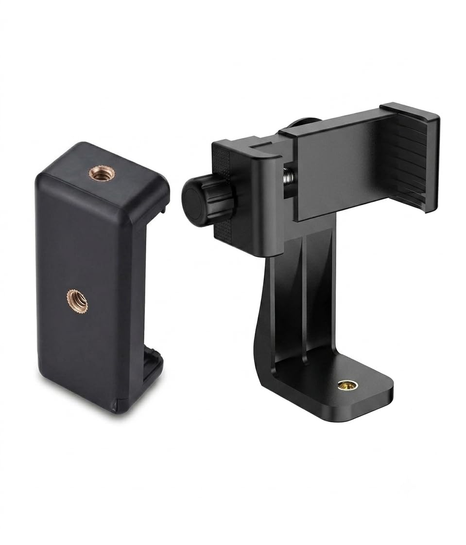 CERLINK Tripod Phone Holder Mount 360 Degree Adjustable Clamp Compatible with Smarphone & All Type of Tripods-Black-image-46