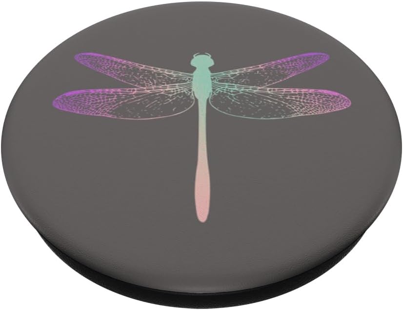 Rainbow Dragonfly Gray PopSockets Adhesive PopGrip - Image 2
