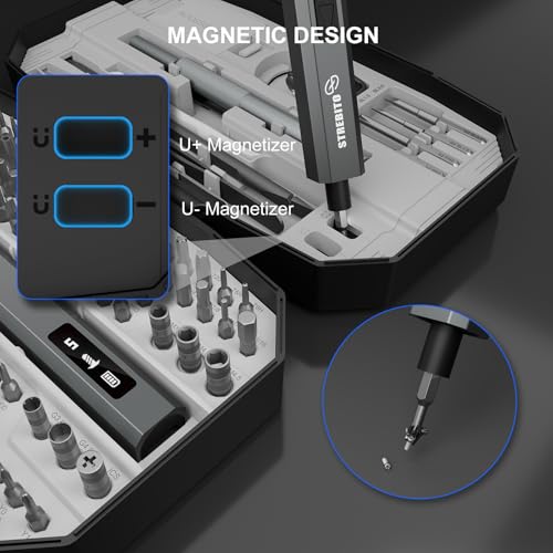 Image of STREBITO 155 in 1 Electric Screwdriver Set, Small Electric Screwdriver Cordless with 140 S2 Magnetic Bits, Electronic Power Screwdriver Repair Tool Kit for RC, Computer, Pc Building, Laptop(Upgraded)