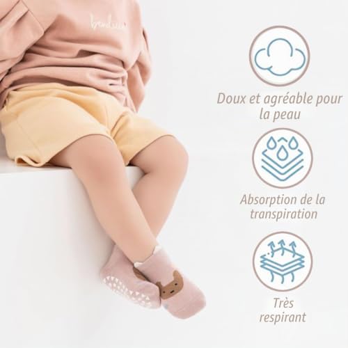 YANWANG Chaussettes de Cheville Antidérapantes pour Bébés, Garçons et Filles 6 Paires(L:3-5 ans,A5-hedgehogs) – vue 3