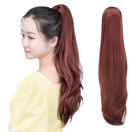 HSPCYGG Burgundy Ponytail Extension 22" 5.5 OZ Clip Claw Pony Tails Synthetic Hallowmas Girls Fake Hair piece Women