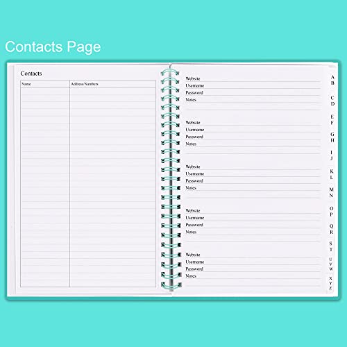 Password Book With Alphabetical Tabs - 5.8X8.2 Inch Password Keeper With A-Z Tabs For Internet Login, Website, Username, Passwords Book For Home Or Office, Teal Pu Cover Alphabetized Password Book #TOP2