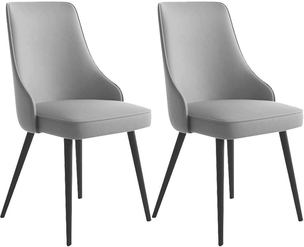 BZGPMFUD Dining Chair Set Of 2 Modern With Waterproof PU Leather Metal Legs(Gris,Blck feet)