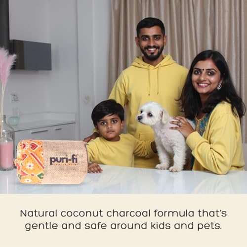 Image of Activated Charcoal Air Purifier, Non-Electric, Coconut Shell Charcoal, Odor & Moisture Absorber, Air Freshener for Home, Car, Reusable & Long-Lasting, 250 Gm (Yellow Maze)