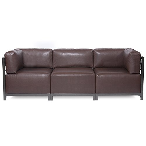 Image of Howard Elliott Collection Axis 4-Piece Modular Sectional Sofa with Cover, Convertible Cushioned Sofa with Wide Chaise for Indoor or Outdoor Living Room or Office, Titanium Frame, Luxe Bronze
