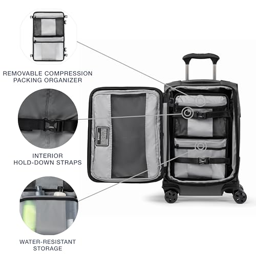 Travelpro Crew Classic Lightweight Softside Expandable Carry on Luggage, 8 Wheel Spinner Suitcase, Men and Women, Compact Carry On 20-Inch, Titanium Grey