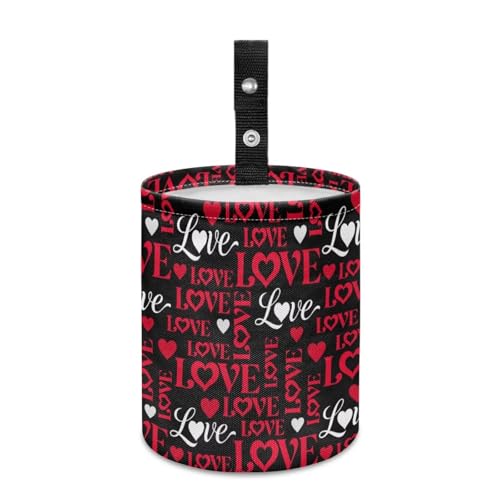 Image of Valentine's Day Car Trash Bag Hanging, Car Rubbish Bag Cute, Portable, Collapsible Back Seat, Floor, or Hanging Headrest Waste Basket Car Garbage Accessory