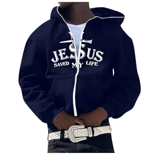Sweat à capuche pour homme manches longues veste de sport casual imprimé croix