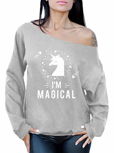 Awkward Styles I'm Magical Off Shoulder Sweatshirt Unicorn Sweaters For Women Grey 2Xl #TOP28