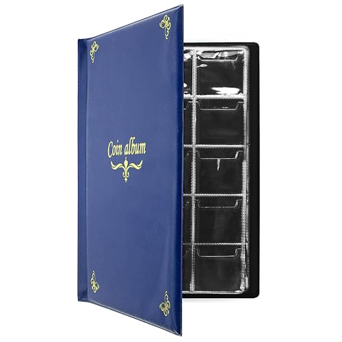 CenterZ 150 Pockets Coin Album, Penny Collecting Book, Souvenir Coins Collection Holder, Ideal for Pressed Pennies Passport, Hobby Coin Collector, Money Specie Display Storage Case (English, Blue)