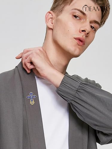 Image of TEAMER Cross Brooch Lapel Pin For Men Russian Orthodox Crucifix Eastern Church Cross Tie Pins Religious Christian Prayer Jewelry