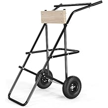 TUFFIOM Outboard Boat Motor Stand, Folding Engine Stand Carrier Cart w/2 Wheels, Boat Motor Dolly Support Stand 440lbs Capacity for Motor Storage Repair Maintenance