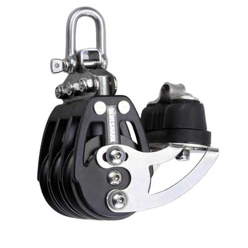 Blue Shark 2261-38 mm Fixed Triple Adjustable Cam Aluminum Sailing Block - Max Line: 1/4” (6 mm), Safe Working Load (SWL): 1700 lbs, Breaking Load: 3700 lbs