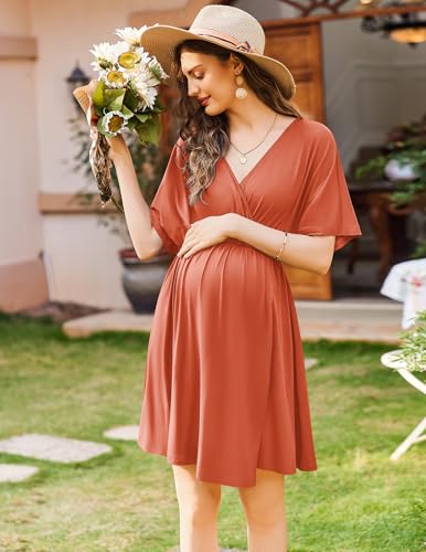 Image of Ekouaer 3 in 1 Labor and Delivery Gown for Hospital Short Sleeve Maternity Nursing Dress Nightgown Postpartum Sleepwear