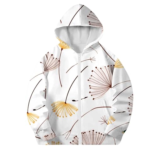 Girls Floral Print Full Zip Hoodie Kids Casual Long Sleeve Oversized Sweatshirts Cute Jackets with Pockets for 4-12 Years